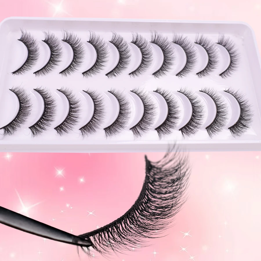 8D ふわふわカーリーフルつけまつげ 10 組、長持ち、ナチュラル、ドラマチック、フルつけまつげ、アイメイクに使用