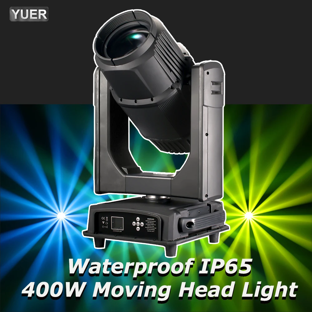 YUER NEW Waterproof IP65 400W LED Outdoor Beam Spot Moving Head Light CMY + CTO + RDM  Zoom Effect DMX Event Stage Park Church