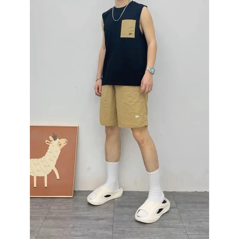 Men Patch Pocket Sleeveless Tank Top Loose Ice Silk Shorts Set Trendy Casual Summer Two Piece Outfit view 6