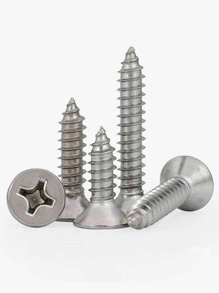 M2 M2.2 M2.6 M3 M3.5 M4 M5 M6 316 Stainless Steel A4 Cross Phillips Flat Countersunk Head Self Tapping Wood Screw
