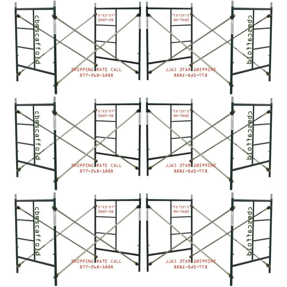 Ensembles de Cadres d'Échafaudage Mascirculants à Serrure à Pression, 5x5x7 Pouces, 6 Pièces