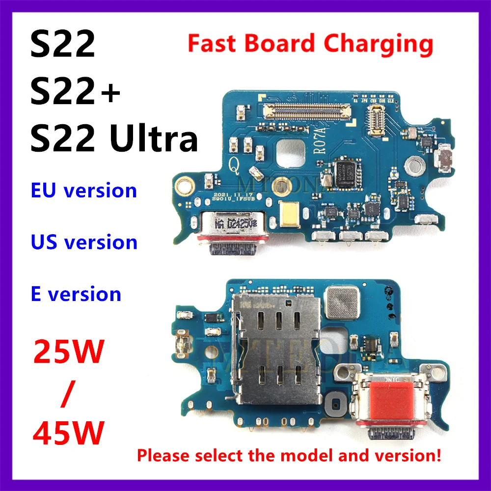 

For Samsung Galaxy S22 Plus Ultra S901 S906 S908 USB Fast Charger Charging Port Dock Connector Mic Main Board Flex Cable 25W 45W