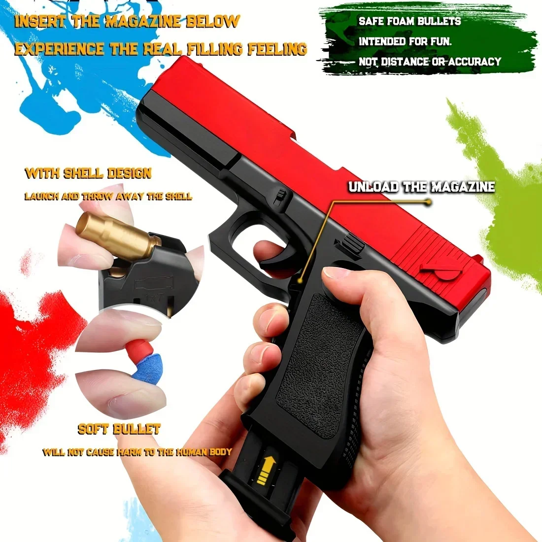 Miękkie kulki piankowe Zabawka pistolet Shell Ejecting Toy Gun Foam Blaster Strzelanie Gry edukacyjne Model Prezenty dla dzieci Dziewczynki Chłopcy