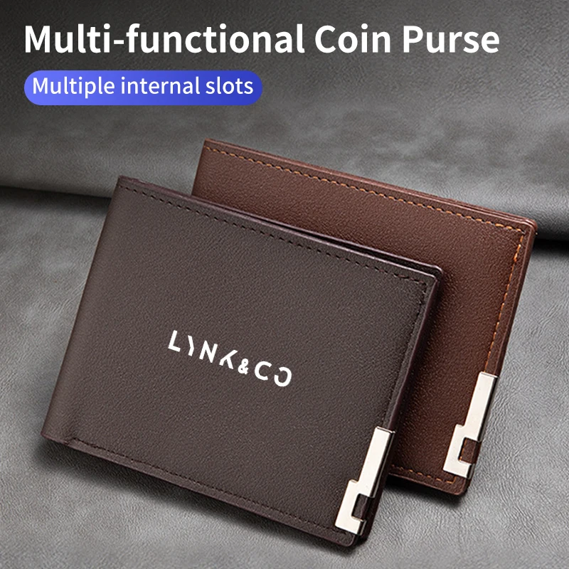 New Fashion Business Wallet Leather Car Logo Card Holder Men Coin Purse For LYNK&CO 06 03 05 08 09 01 Hatchback BX11 EX11 ZERO
