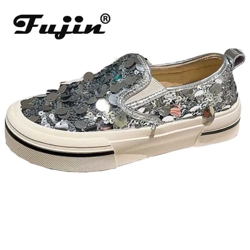 

Fujin 3.5cm Air Mesh Synthetic Slip on Platform Wedge Pumps Summer Slipper Fashion Women Sandal Bling Chunky Sneakers ROME Shoes