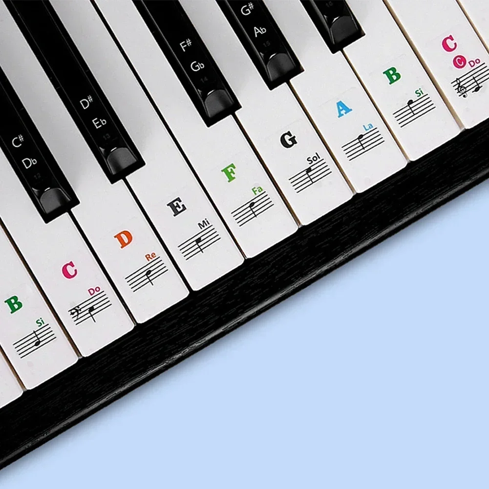 For Piano Lovers Piano Decal Notes Piano Stickers Approx. 15 G Approx. 25*23cm Balck Colorful Learning Beginners