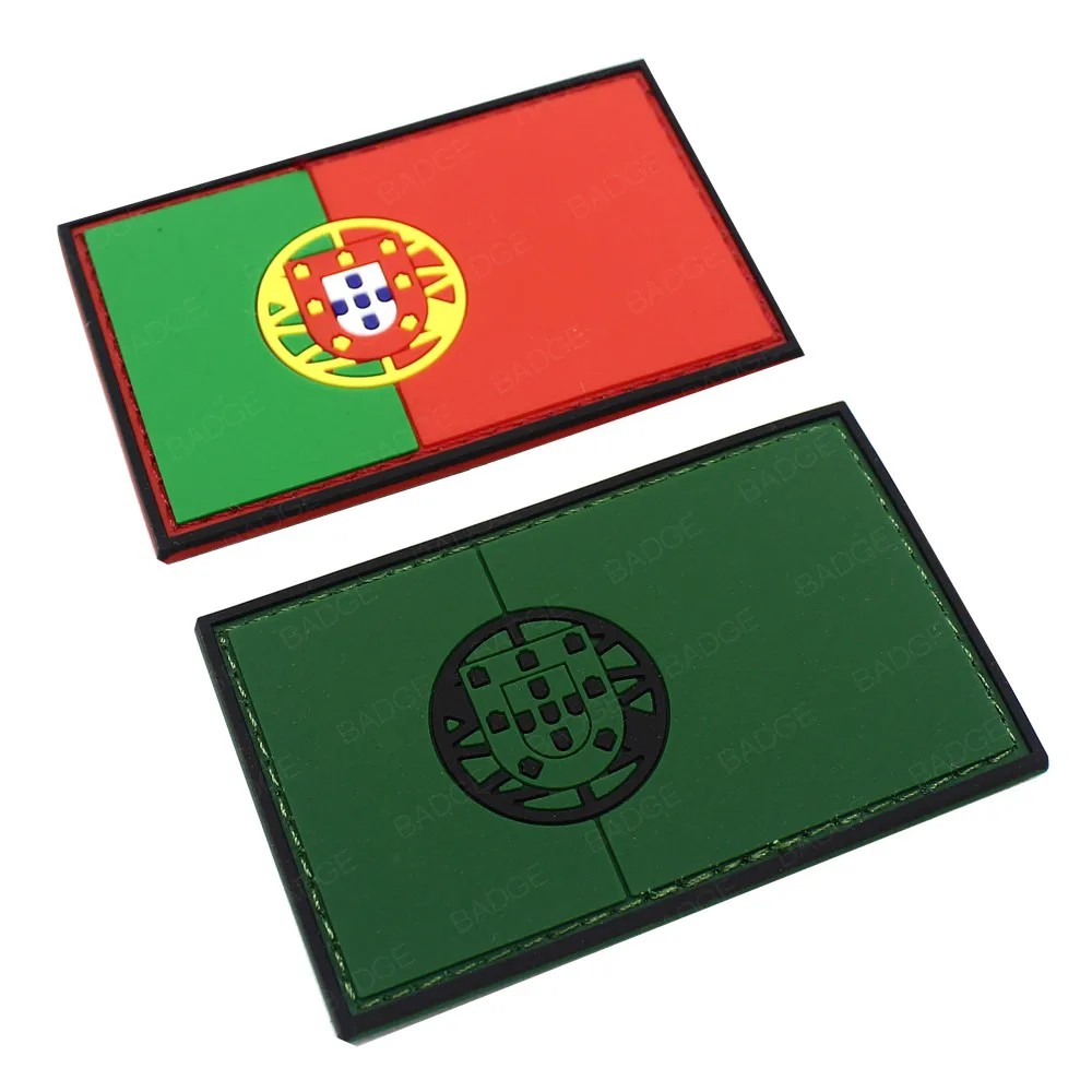 Portugal Flag Embroidery Patch Military Army PVC Rubber Badge Backpack Clothing Applique Hook and Loop Tactical Emblem