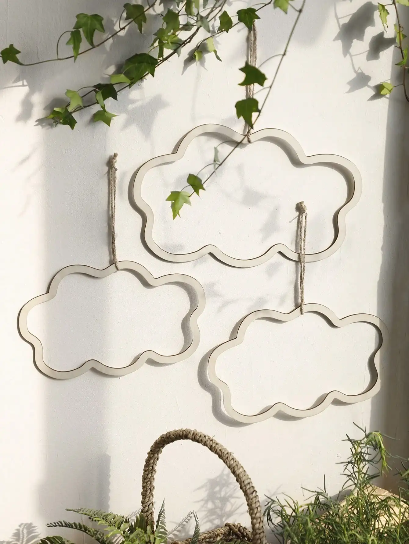 3pc Cloud Hollow Wood Sign Cutout Wooden Hanging Ornament for Wreath Home Decoration Christmas Tree Party Decoration Wall Decor