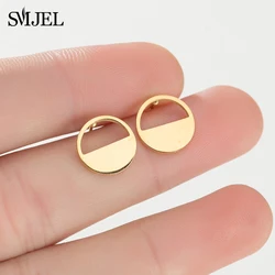 New Stianless Steel Round Earrings For Women Girls Fashion Earings Jewelry Geometric Circle Ear Piercing Wholesale