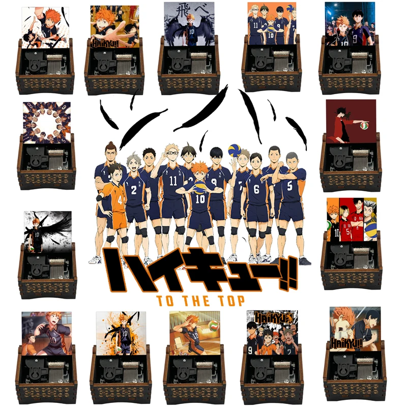 Anime Haikyuu Imagination Black Wood Music Box Team Lucky Mascot Gift New Year's Gift For Boy Room Decoration Ornaments