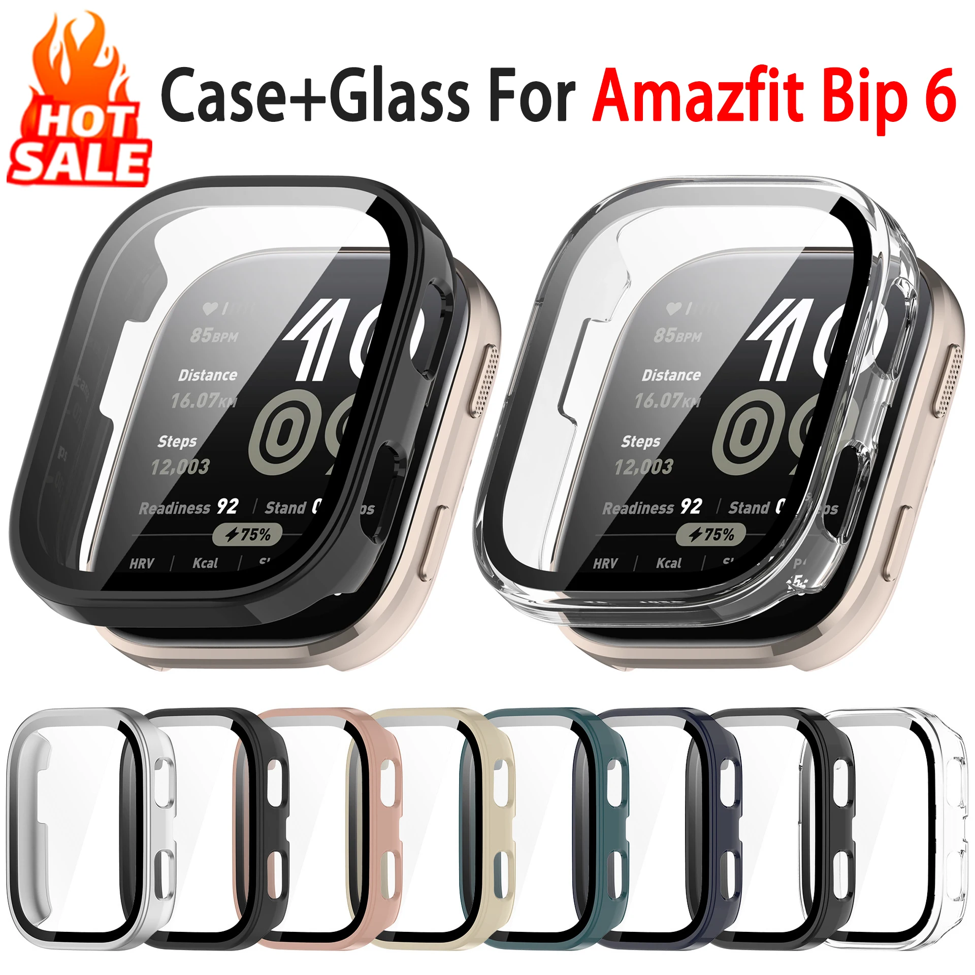 Tempered Glass+Cover For Amazfit Bip 6 Watch Case Anti-scratch Film Bumper Screen Protector Cover Amazfit Bip6 Accessories