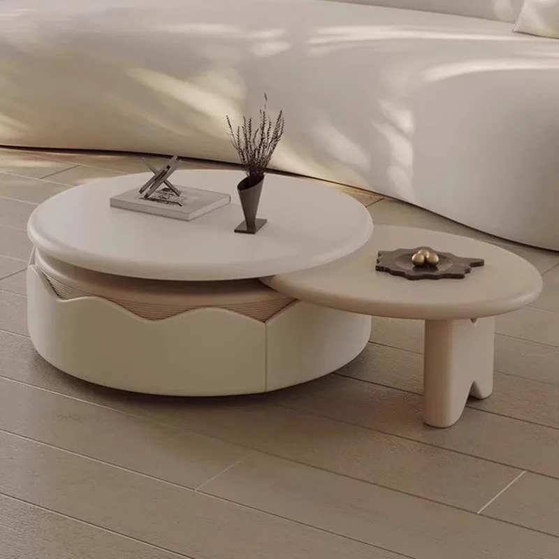 Drawers Nordic Coffee Table Wood Small Designer Modern Round Coffee Table Living Room Apartamento Mesita Auxiliar Furniture