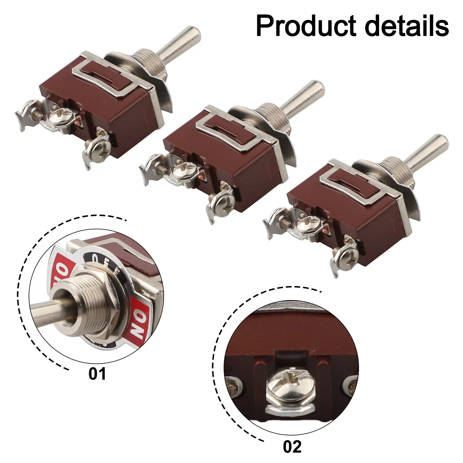 3PCS Metal For Toggle Switch SPDT Momentary (On)-Off-(On) 20A 125VAC with Secure Screw Terminals for Equipment Use