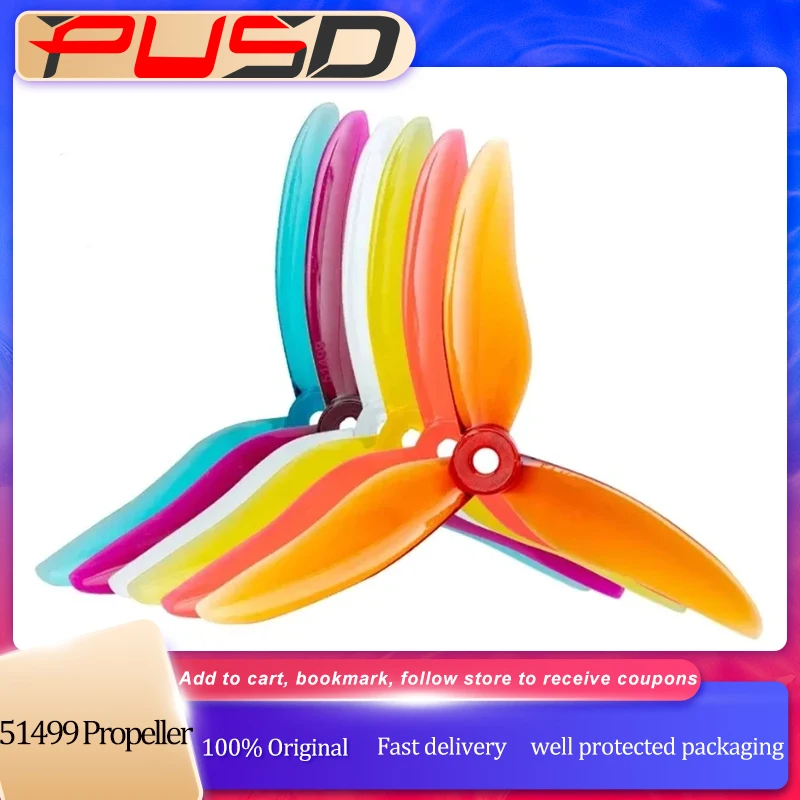 

Gemfan Hurricane 51499 4 шт./2 пары 3-лопастной 5-дюймовый пропеллер для ПК CW/CCW для Nazgul5 LAL5 2207 2306 FPV Racing Drone