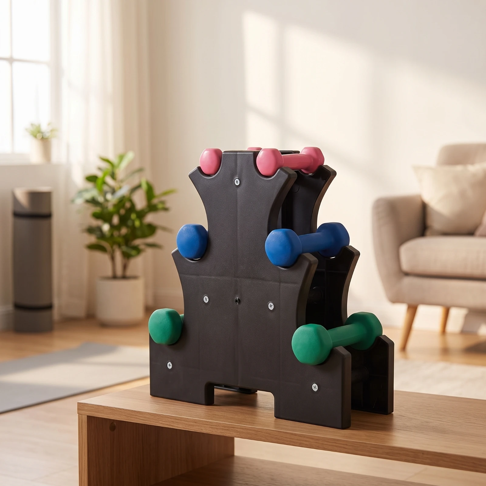 Home Gym Compact - 3-Tier Dumbbell Rack Compact Dumbbell Cradle