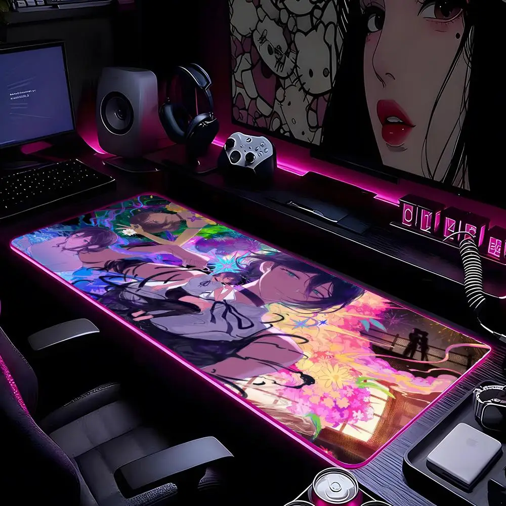 

HD Kawaii Аниме Девушка Makima Reze Коврик для мыши Коврик для мыши HD Печать Компьютерные геймеры Запирающийся край Нескользящий RGB коврик для мыши XXL90x40cm K