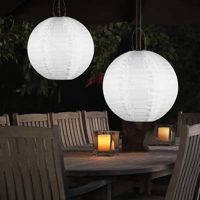 Chinese Outdoor LED Lanterns Solar Panels Decorative Lamp With Hooks Ropes Water-Resistant Suspending Light For Garden Parties