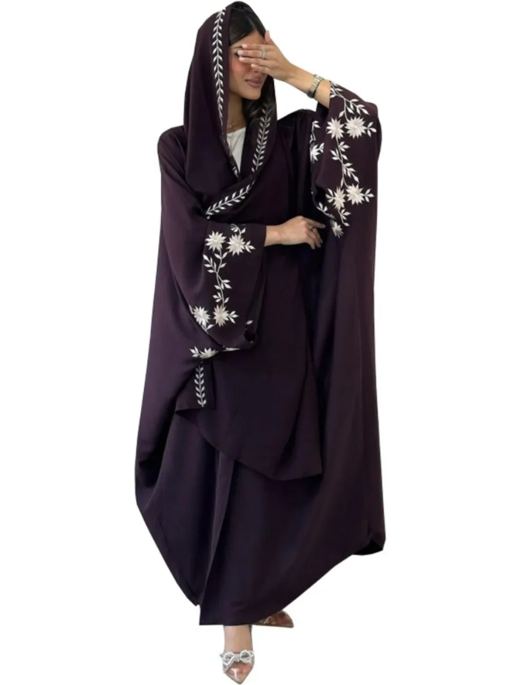 Eid Abaya musulmana con bufanda para mujer, cárdigan bordado, Vestidos Kaftan, bata larga árabe, Ramadán, Marruecos, Dubai, Abayas