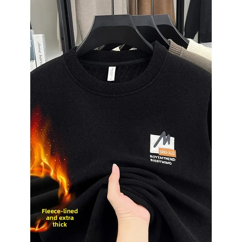 

Thiened Fce Lined Knitted Woolen Sweater f High Collar Men's Base irt Casual Sle Comfortable Warm Winter 2025