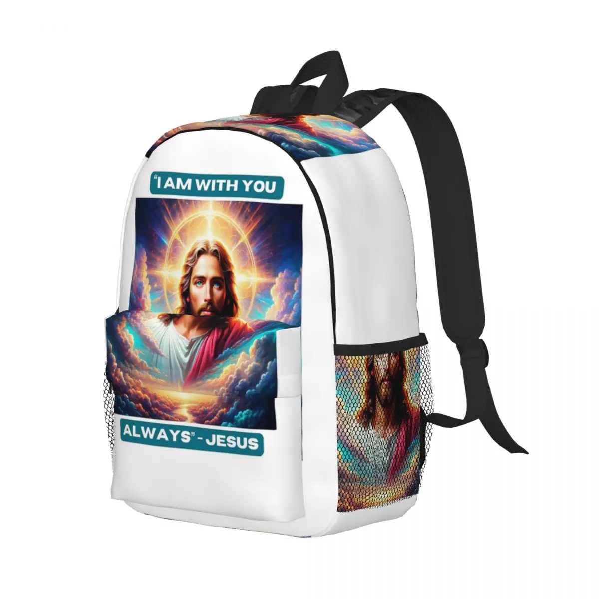 QuotI Am With You Always Jesus Biblical Backpack Student Boys Girls BookBag Men Women School Bag Laptop Shoulder Bags