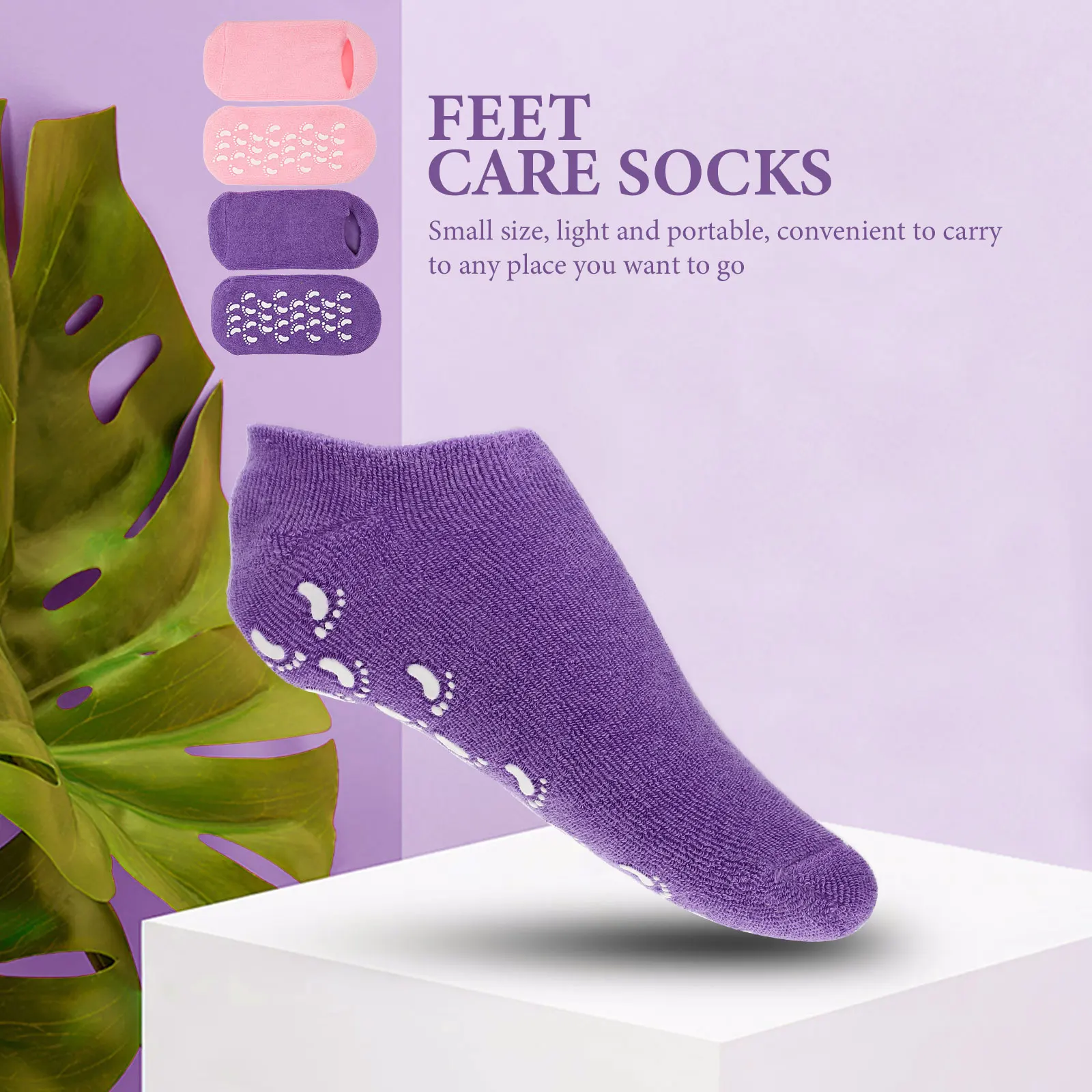 

2 Pairs Gel For Care Spa Moisturizing Foot Masks Comfortable Foot Covers Cracked Heel Care Nighttime Use Socks Household Beauty