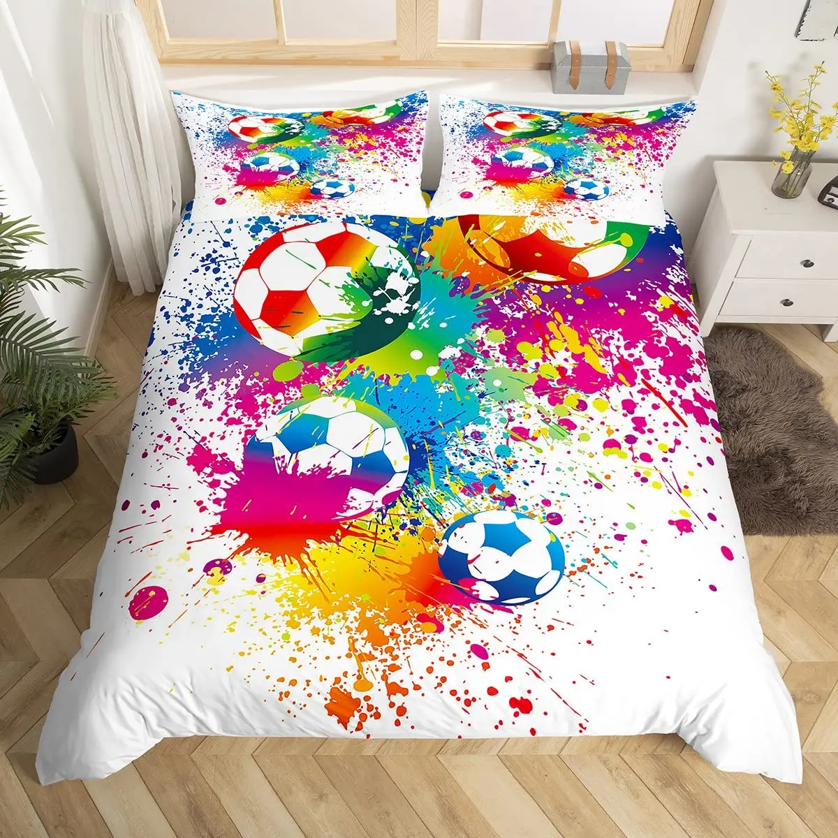 Imagem -04 - Futebol Duvet Cover Conjunto para Crianças Cama King Size Simples Preto Branco Confortável Futebol Esporte Meninos Meninas Poliéster 3d