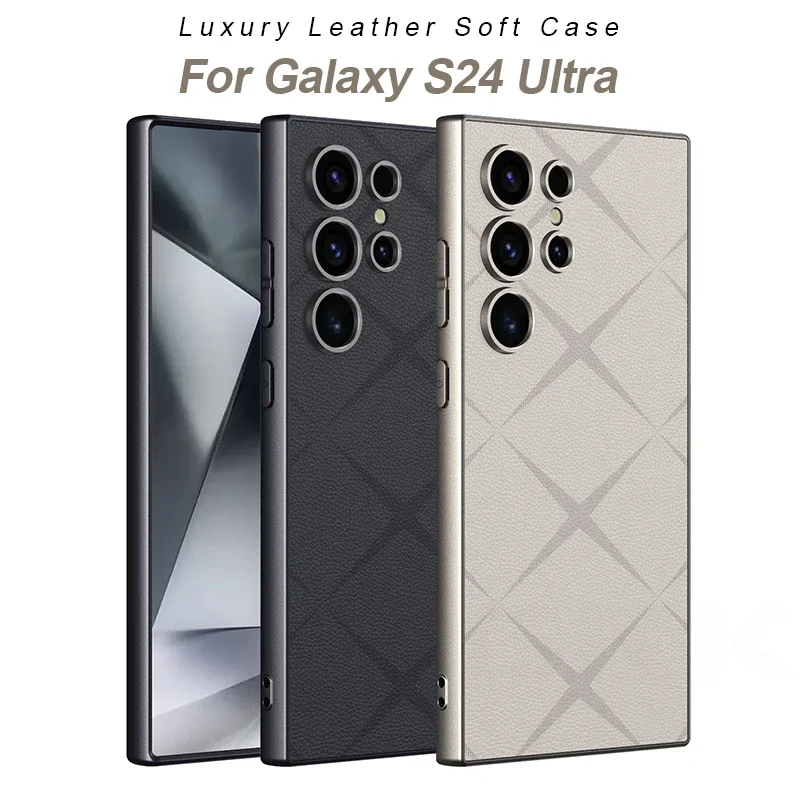 

Роскошный кожаный мягкий чехол Asterism для Samsung Galaxy S24 S23 Ultra Frosted Frame Skin Feeling Cover для Galaxy S24 Ultra Case