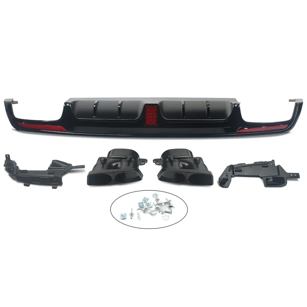 FOR MERCEDES S CLASS W222 B STYLE AMG REAR DIFFUSER TAILPIPE GLOSS BLACK 13-17