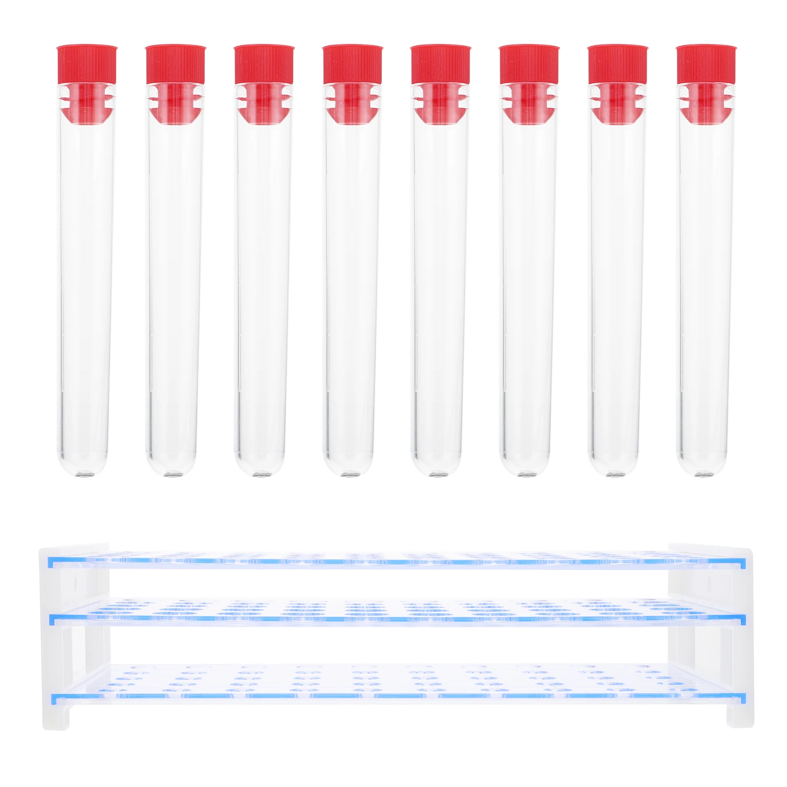 

1 Set Plastic Test Tubes Science Laboratory Leak-Proof Centrifugal Storage Containers With Rack For Samples Scientific