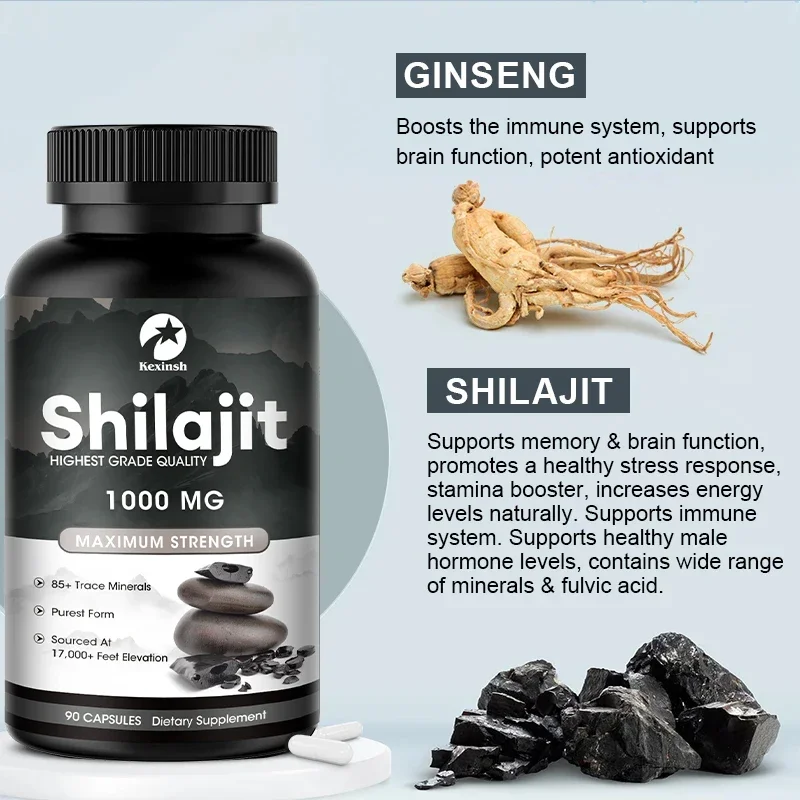 Himalayan Original and Pure Shilajit Capsules High in Trace Minerals Fulvic Acid for Energy Muscle Strength&Immunity Gluten Free