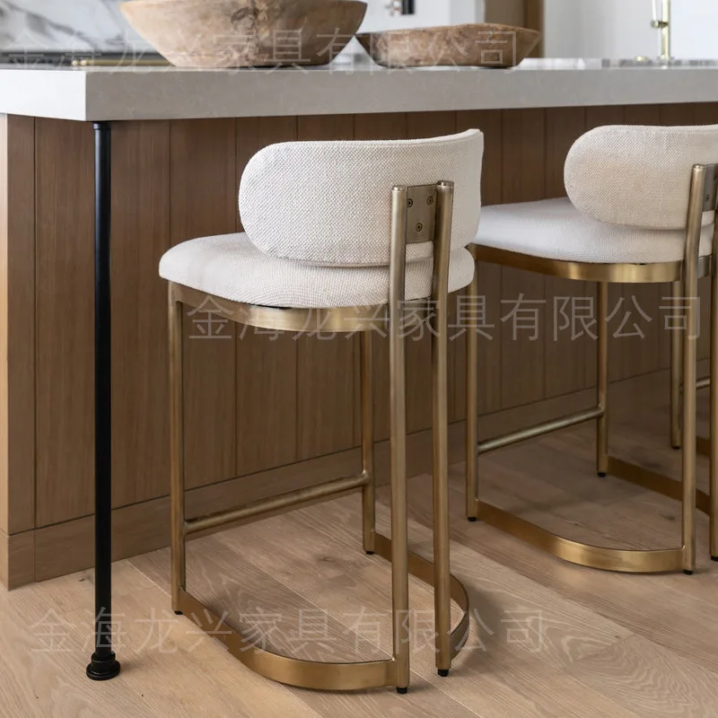 Modern simple stainless steel model room bar chair high stool cafe light luxury bar chair household island chair bar stool