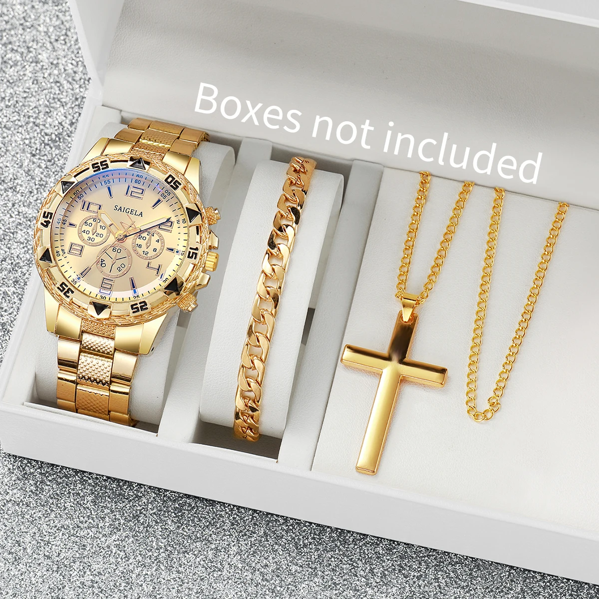 3pc Fashion Large Dial Men's Watch Set