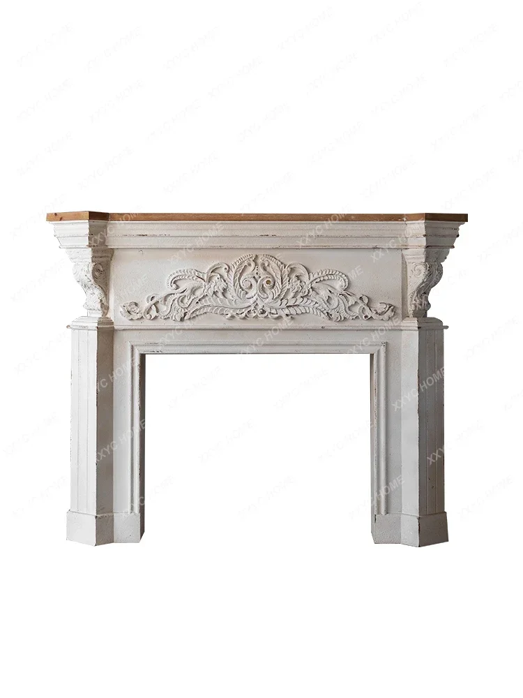 American retro carved fireplace B & B living room decoration cabinet European style storage photography ornaments props