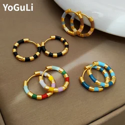 Trendy Jewelry Vintage Temperament Metal Colorful Hoop Earrings For Girl Women Party Gifts Sweet Design Ear Accessories