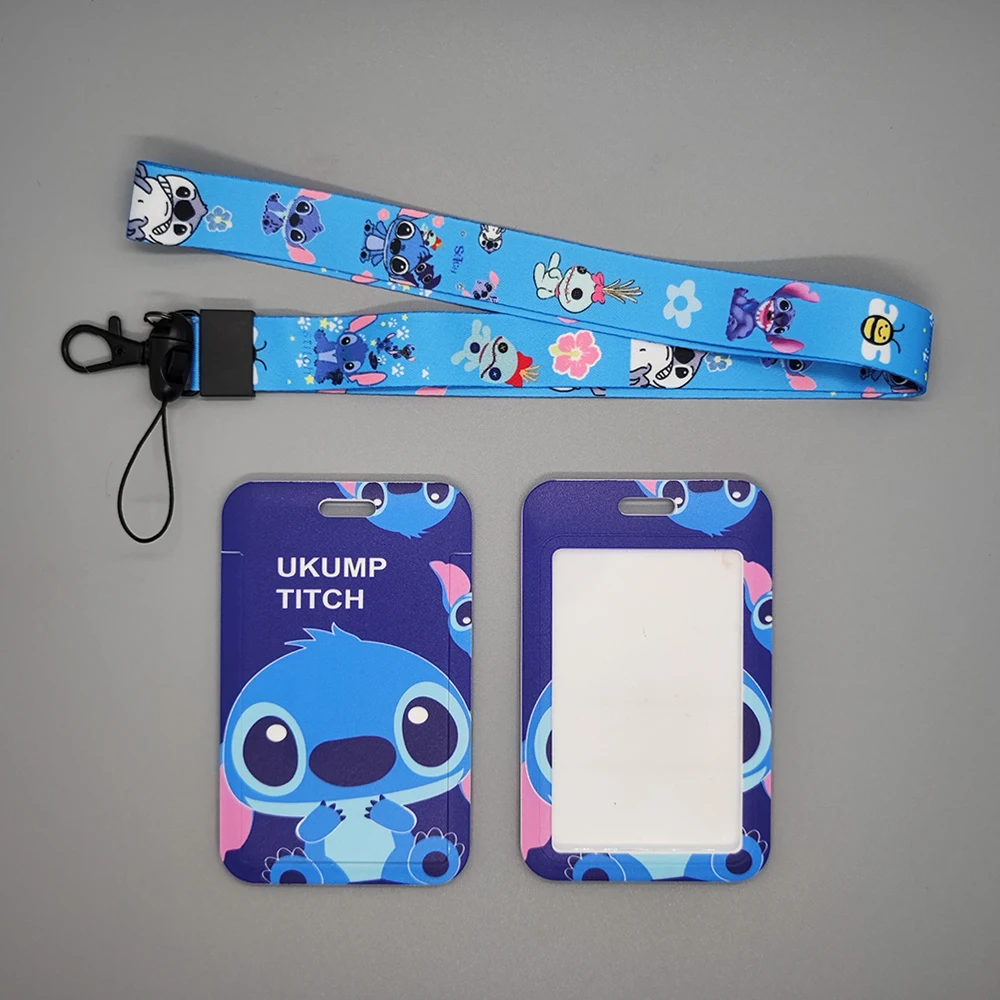 Stitch Cute girl cordino copertura della carta di credito Pass regalo delle donne anime action figure cinghie di fascino del telefono cellulare