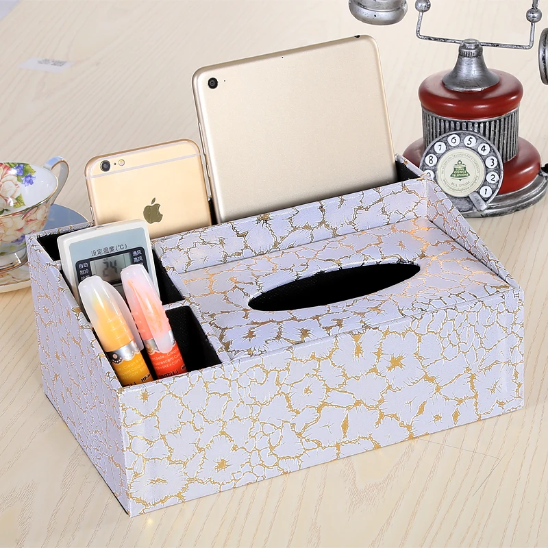 

Кожаный многофункциональный органайзер для салфеток и пультов ДУ для гостиной и дома