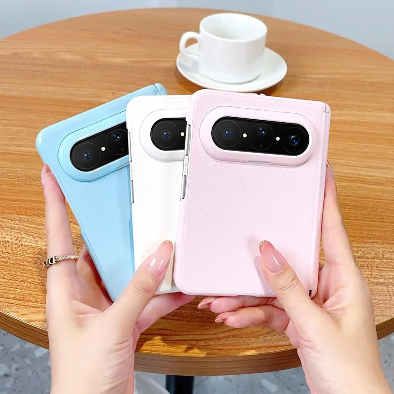 

Luxury Leather Case Compatible with Huawei Pura X Max Fold, Dual Hinge Protection, Dopamine Color, Full Cover