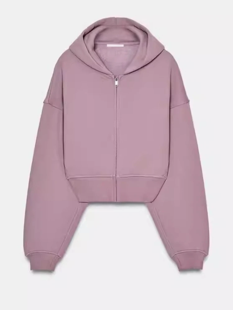 

Новинка зимы: Женская толстовка-кардиган в американском ретро-стиле с длинными рукавами, круглым вырезом, капюшоном, свободного кроя, на молнии, из хлопка