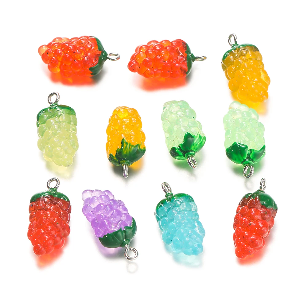 10 pezzi trasparente frutta resina a forma di uva orecchini Charms fai da te moda portachiavi collana ciondolo accessorio per la creazione di gioielli trovare