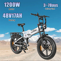 E Bike SAMEBIKE 1200W Powerful Motor 48V17AH Battery Hydraulic Brake Electric Bike 20-Inch Fat Tire Off-road Electric Bicycle