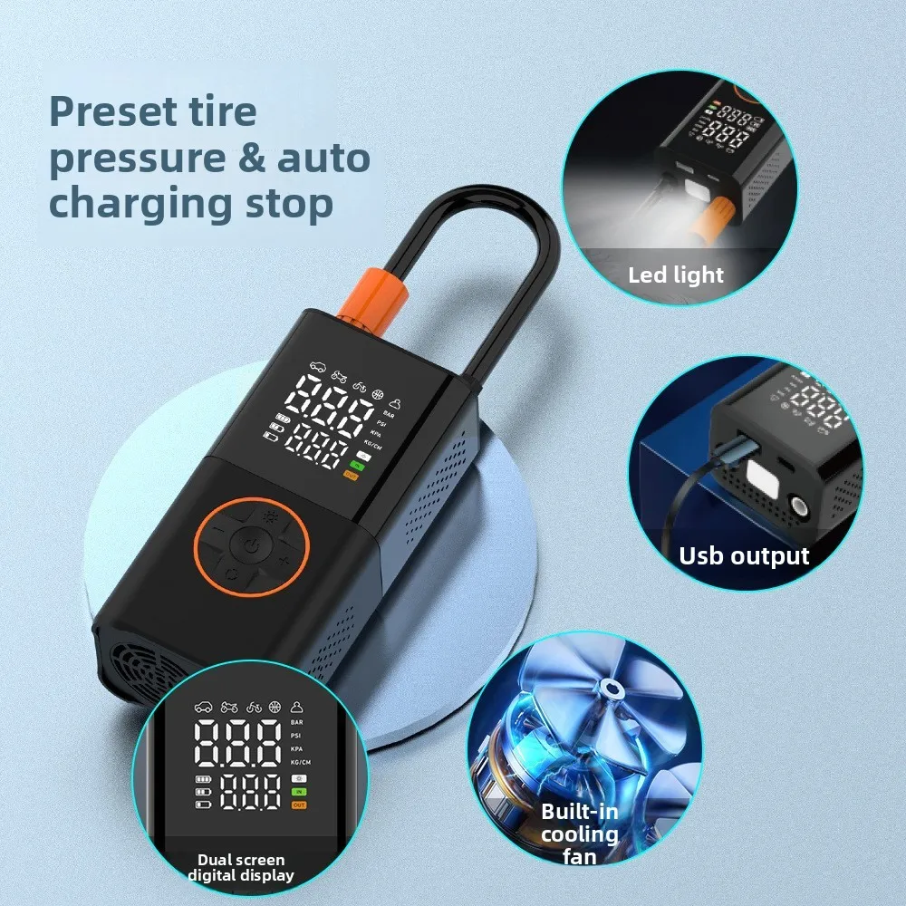 Picture 5: Mini Portable Electric Tire Inflator with Dual Digital Display, Wireless Rechargeable Air Compressor