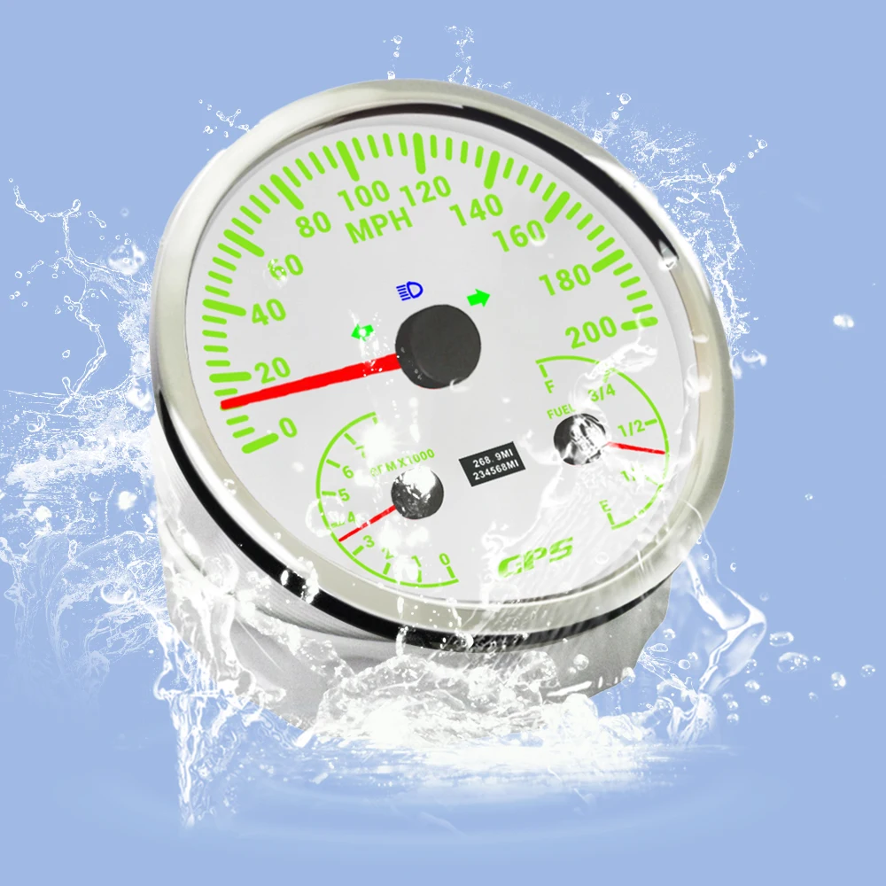 

ELING New 110mm 3 in1 Multifunctional 0-120km/h 0-200MPH GPS Speedometer with 0-8000RPM Tachometer Fuel Level 7 Colors Backlight