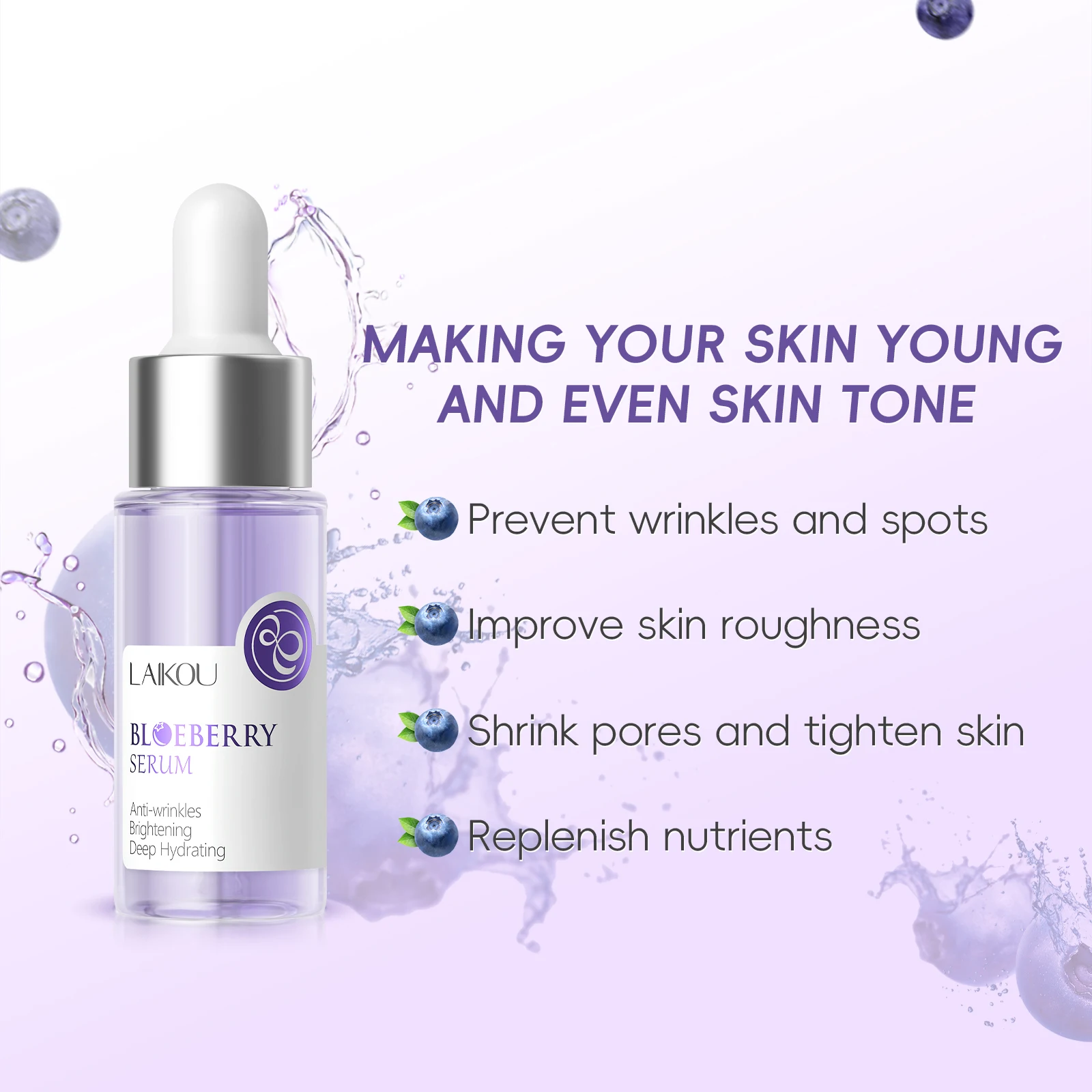 LAIKOU Blueberry Serum，17ml Anti-Oxidation Facial Serum Moisture repair Facial Treatment Anti-Aging