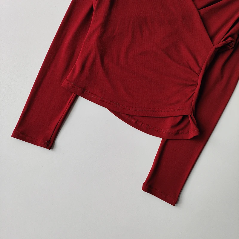 V-Ausschnitt Langarm-Yoga-Anzug T-Shirt für Schlankheits- und Lauftraining Fitnessanzug als Unterziehshirt für Damen – Detail 5
