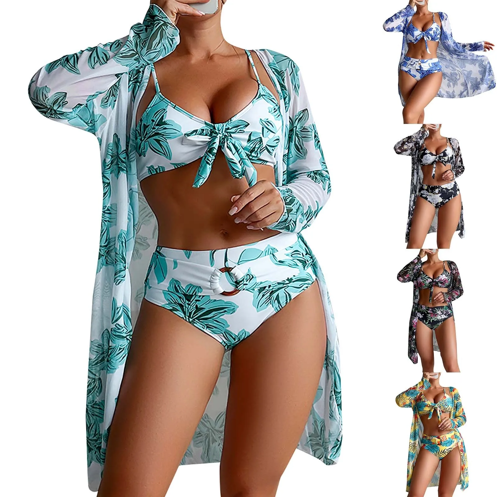 2024 New Swimwear Print bikini Set con Cover-Up costume da bagno separato costumi da bagno costume da bagno a tre pezzi Summer Beachwear