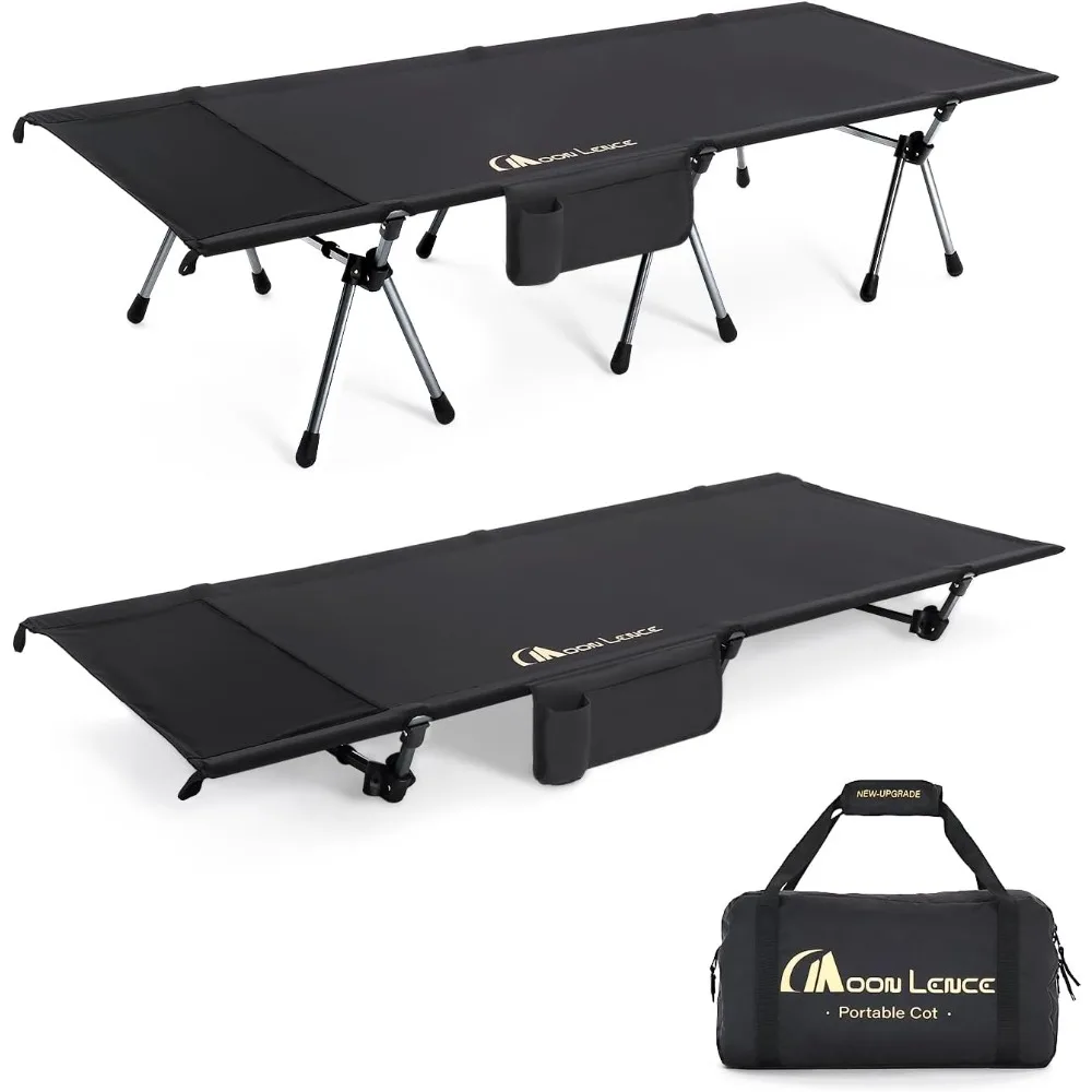 MOON LENCE 1 Pack Height Adjustable Camping Cot - Supports 330 lbs, Portable Folding Bed with Leg Extenders for Camping, Hiking,