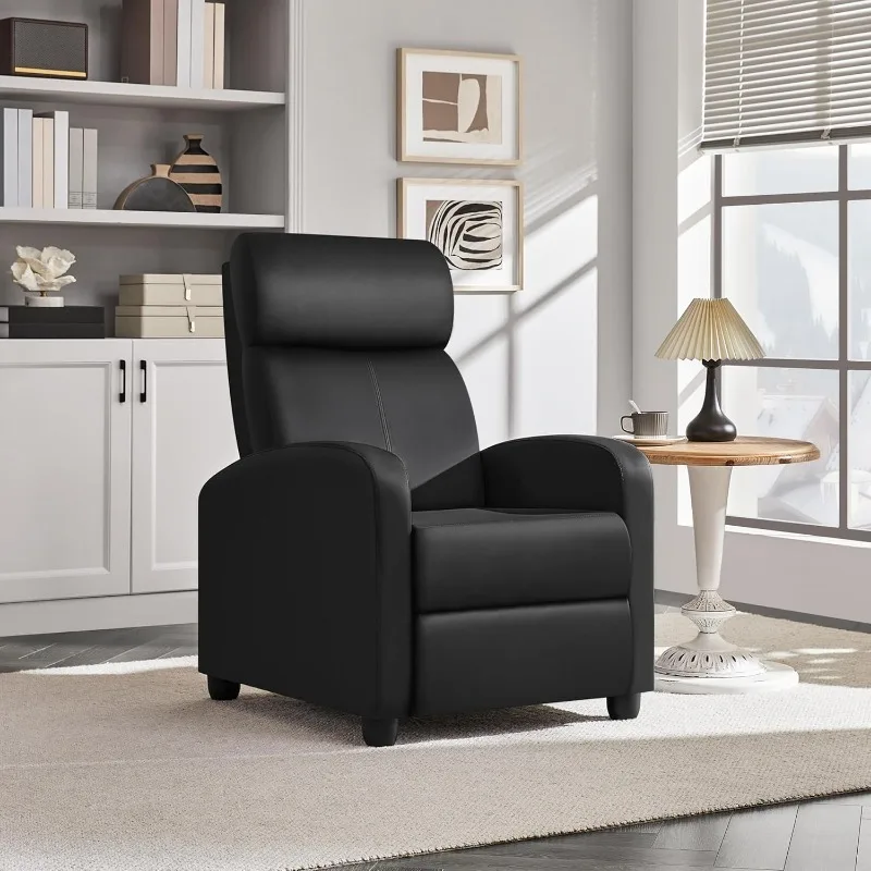 Recliner Chair PU Leather Recliner Sofa Home Theater Seating with Lumbar Support Overstuffed High