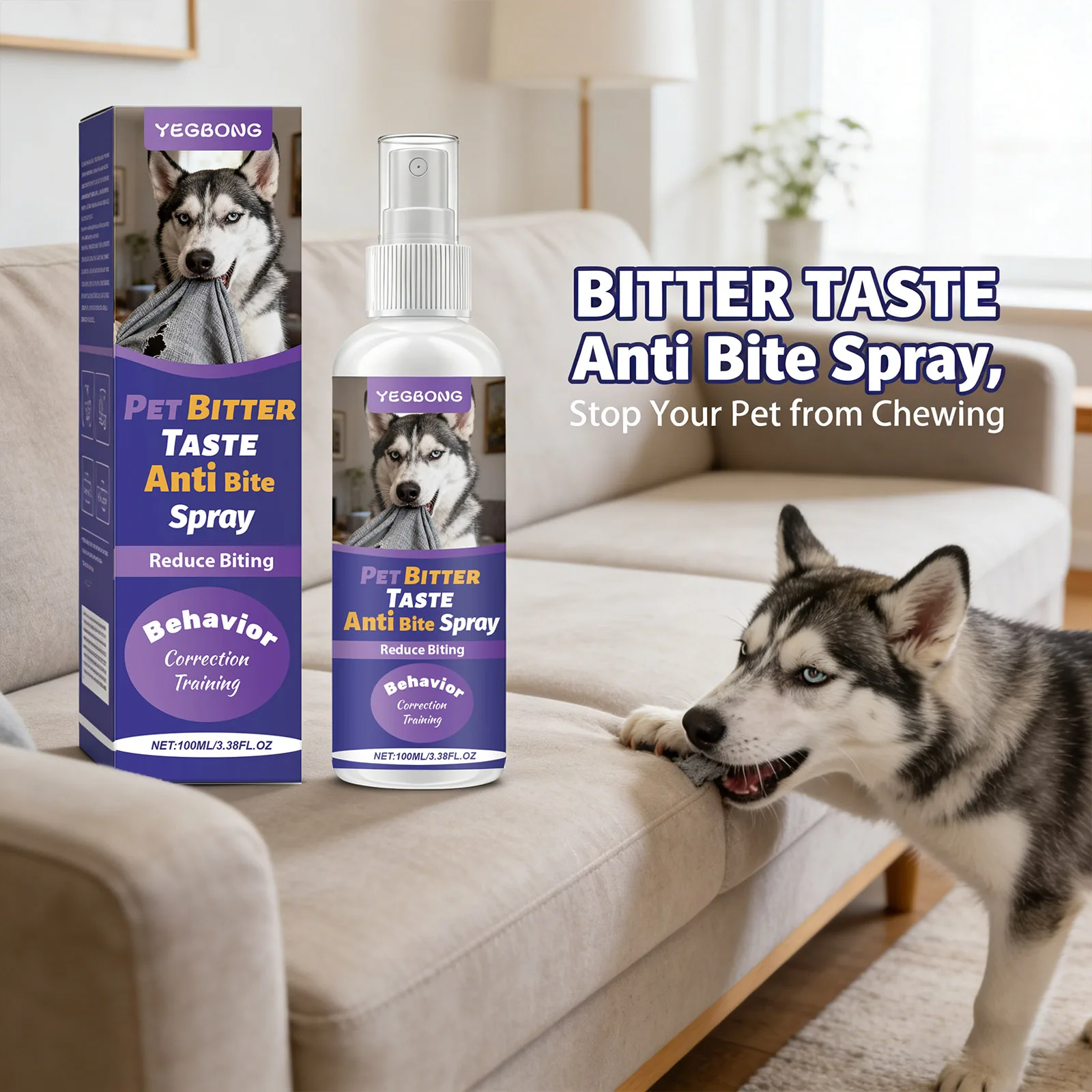 Pets Anti Chewing Spray Behavior Correction Reduce Biting & Chewing Habits Protect Furniture Emit Bitter Taste Training Supplies