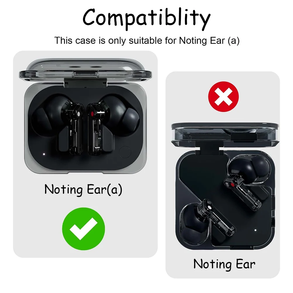 Nothing Ear 2024ブラック クリアケース付き Transparent Earphone Case for Nothing Ear(a) Shockproof Protective