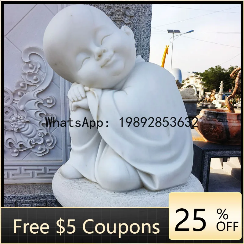 Z4  White Jade Little Novice Monk Tea Pet Ornament, Hand-Carved Premium Tea Table  Room Tea Play Gift